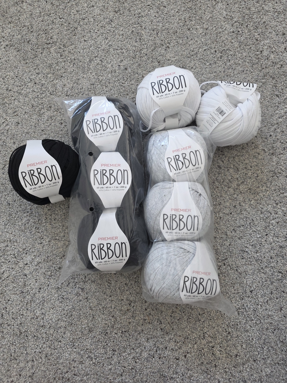 Premier Ribbon Yarn Gray, Black & White